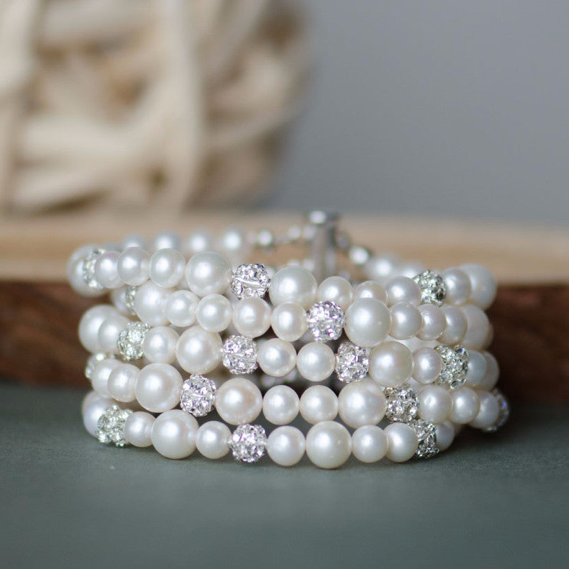 Oval Freshwater Pearl Bracelet, Bridal Pearls, White Pearls, Oval Pearls,  Real P